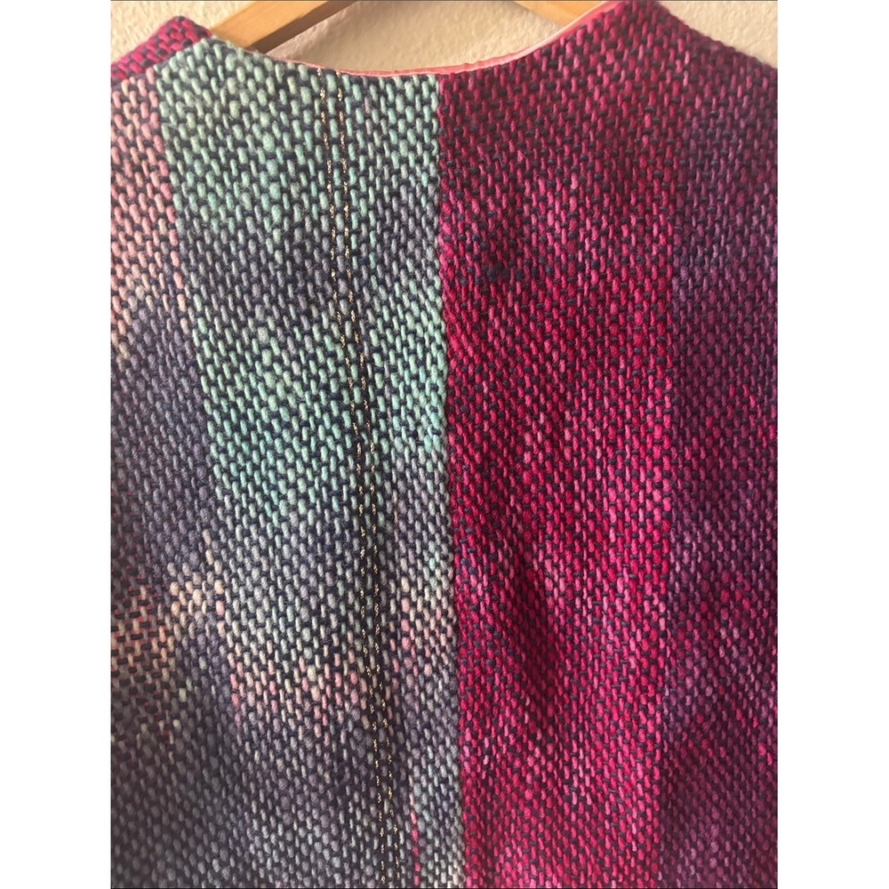 Women's SZ Large/XL Handwoven Multicolor Textured Vest w/Pink Lining Boho Ombre - Picture 11 of 12